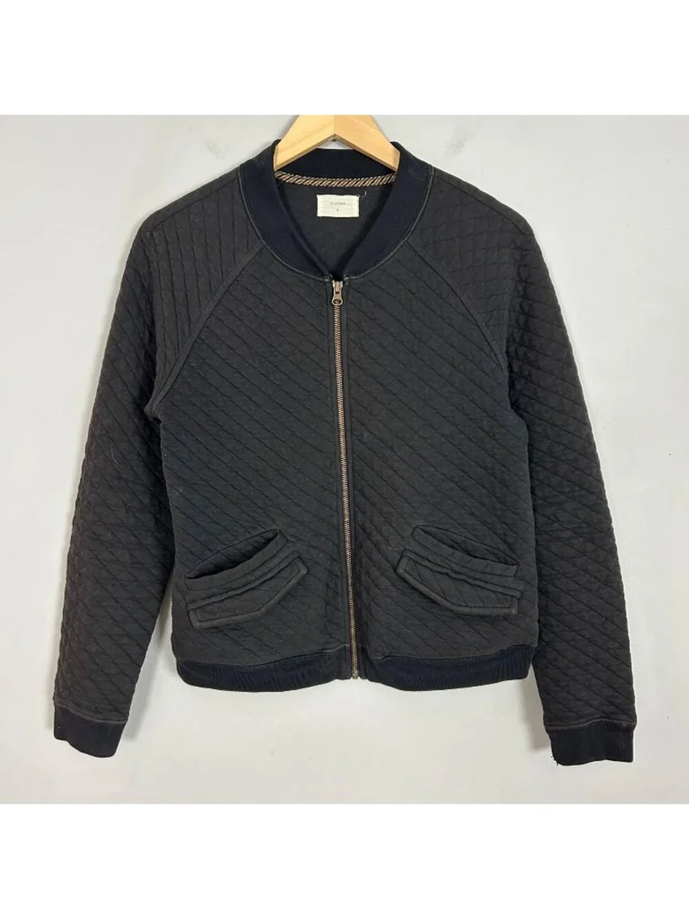 Billy Reid Quilted Bomber Jacket Soft Knit Charcoal Size Small Women's